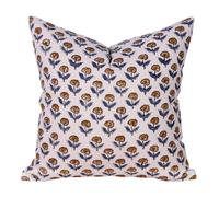 THE Unltd India Floral Throw Cushion Covers 45x45 CM Couch Pillows for Living Room Decorative Pillow Covers Block Print Farmhouse Neutral Pillow Covers, Sofa Cushion for Summer, 1PC, Mustard
