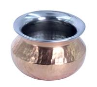 THE Unltd India Handi Copper Serving Dish - Double Walled, Durable, Wide Rim, Home Restaurant Café Buffet Display Rice Curry Food Serving Pot