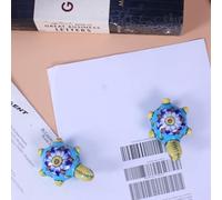 THE Unltd India Handmade Art Ceramic Tortoise Figurines | Blue Pottery Collectible Animal Decor | Decorative Desk & Home Accent | Unique Gift Set of 2