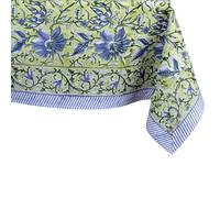 THE Unltd India Light Olive Green 100% Cotton Square Tablecloth, Block Print Summer Floral Dining Table Cloth, 59 x 59 Inches, 4 Seater for Dining & Decor - Housewarming Gift for New Home