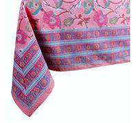 THE Unltd India Lotus Pink 100% Cotton Rectangle Square Tablecloth, Block Print Floral Table Cloth for Dining Table, Parties, Wedding, Outdoors I Grand Buffet Decor 60 X 90 Inches 8 Seater
