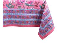 THE Unltd India Lotus Pink 100% Cotton Square Boho Spring Tablecloth, Block Print Floral Table Cloth Linen for Dining, Parties, Wedding, Outdoors Home Decor 59 X 59 Inches 4 Seater