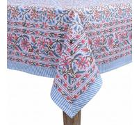 THE Unltd India Multicolour Cotton Square Tablecloth, 150x150cm (59x59) - Hand Block Print Summer Floral Design Cotton 4-Seater Table Cover for Dining Room, Kitchen & Farmhouse Decor