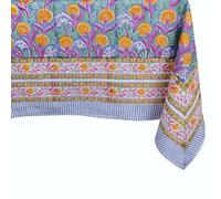 THE Unltd India Mustard 100% Cotton Rectangle Tablecloth, Block Print Floral Table Cloth for Dining Table, Parties, Wedding, Outdoors I Grand Buffet Decor 60 X 90 Inches 8 Seater