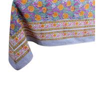 THE Unltd India Mustard 100% Cotton Rectangle Tablecloth, Block Print Summer Floral Dining Table Cloth, 60 x 90 Inches, 8 Seater for Dining & Outdoor Decor - Housewarming Gift for New Home