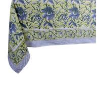 THE Unltd India Pistachio Green 100% Cotton Rectangle Tablecloth, Block Print Floral Table Cloth for Dining Table, Christmas Parties, Wedding, Outdoors I Grand Buffet Decor 60 X 90 Inches 8 Seater