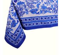 THE Unltd India Royal Blue Rectangle Tablecloth 60 x 90 Inch - 100% Cotton Block Print Floral Table Cloth for Dining Table, 8 Seater, Summer, Weddings, Parties, Outdoor Dining, Grand Buffet Style