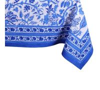 THE Unltd India Royal Blue Square Tablecloth 59 x 59 Inch - 100% Cotton Block Print Floral Table Cloth for Dining Table, 4 Seater, Boho Spring Decor, Weddings, Parties, Outdoor Home Style