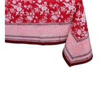 THE Unltd India Ruby Red Square Tablecloth 59 x 59 Inch - 100% Cotton Block Print Floral Table Cloth for Dining Table, 4 Seater, Boho Spring Decor, Weddings, Parties, Outdoor Home Style
