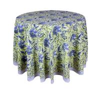 THE Unltd India Sea Green 100% Cotton Summer Round Tablecloth, Block Print Table Cloth for Dining, Weddings, Outdoors, Parties, Grand Millenial Home 72" Inches 6 Seater