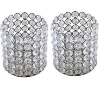 THE Unltd India Set of 2 Silver Crystal Votive Candle Holders for a Tealight Table, Perfect for Family Gatherings, and Party Centerpiece Decor, Handmade Table Decor for Valentine's Day Dinner