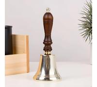 THE Unltd India Solid Brass Hand Bell with Wooden Handle - Loud Ringing School Bell for Hotel, Reception, Dinner Service, Pub, Library, Pet Training - 18.5cm Height x 7cm Diameter