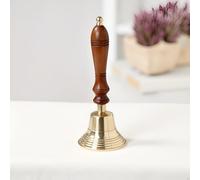 THE Unltd India Solid Brass Hand Bell with Wooden Handle - Loud School Handbell with Brass Clapper for Hotel, Reception, Dinner Service, Library, Pub, Pet Training - Unique Gift