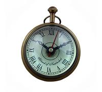 THE Unltd India Vintage Analog Desk Clock with Globe Backside, Handmade Brass 12.7" x 8.89" cm Table Clock for Table Decor, Office, Living Room | Unique Gift (Battery Operated, Golden)