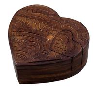 THE Unltd India Wooden Puzzle Box Heart Shape - Handmade Brain Teaser Toy, 3D Wooden Puzzle Game for Adults and Kids, Polished Mystery Box, Home Decor, Travel Gift, (Brown)
