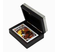 THE Unltd India Wooden Single Playing Cards Deck Holder Organizer with Premium Plastic Cards, Handmade Deck Box Storage Case for Vacation, Christmas Gifts, Adults & Families (Silver and Black)