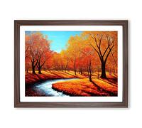 The Unreal Autumn Forest Framed Print | A2 Walnut Framed Wall Art | Ready to Hang | Modern Landscape Picture | Living Room Bedroom Lounge Office