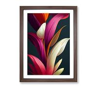 The Unreal Flower Framed Print | A2 Walnut Framed Wall Art | Ready to Hang | Modern Floral Picture | Living Room Bedroom Lounge Office