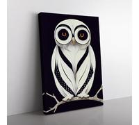 The Unreal Owl Brown, White, Grey Canvas Wall Art Print Ready to Hang, Framed Picture for Living Room Bedroom Home Office Décor, 76x50 cm (30x20 Inch)