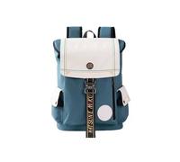 THE UNTAMED Miku Large Capacity Backpack, White and Blue Shoulder Bag with Character Design, 30x39x15cm, PU and Oxford Cloth Material