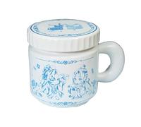THE UNTAMED Mo Dao Zu Shi Ceramic Mug with Lid, White Porcelain Tea Cup with Handle, Blue Chinese Style Character Design, 380ml Water Cup, 9.5cm Height