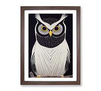 The Unusual Owl Framed Print | A2 Walnut Framed Wall Art | Ready to Hang | Modern Animal Picture | Living Room Bedroom Lounge Office