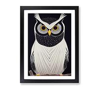 The Unusual Owl Framed Print | A4 Black Framed Wall Art | Ready to Hang | Modern Animal Picture | Living Room Bedroom Lounge Office