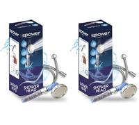 the UPPOWER powers your life up Shower Head and Hose - Ionic Filtered High Pressure Heads - 3 Modes Adjustable Stop Button Water Saving - to Increase, Showerhead 2, Transparent (Pack of 2)