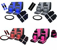 The Urban Company Car Seat Cover Set In Red To Fit Kia Rio With Mats And Steering Wheel Cover