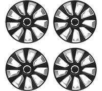 The Urban Company Wheel Trim Cover To Fit Peugeot 107 14" Black/Diamond Cut Silver Set Of 4