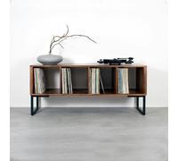 The Urban Editions Condor Vinyl Storage Cabinet On Minimalist Square legs - Small 100cm (39") Wide - Walnut - 15cm (6") high