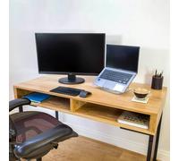 The Urban Editions Darwen Minimalist Console Desk on Square Legs - Oak - 50cm (19.5") deep - 140cm (55") wide