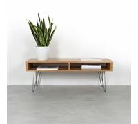 The Urban Editions Darwen Solid Wood Coffee Table On Mid Century Hairpin Legs - Oak - 50cm (19.5") - Medium 120cm (47")