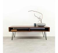 The Urban Editions Darwen Solid Wood TV stand On Mid Century Hairpin Legs - Large 140cm (55") - Dark Ash - 10cm (4") Hairpin