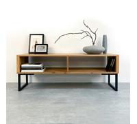 The Urban Editions Henley TV Stand On Minimalist Square Legs - Small 100cm (39") wide - Walnut - 15cm (6") high