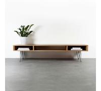 The Urban Editions Marston Wide Coffee Table on Mid Century Hairpin Legs - 180cm (71") wide - 30cm (12") deep - Oak