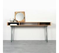 The Urban Editions Marston Wide Console Table on Mid Century Hairpin Legs - 180cm (71") - Oak