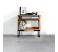 The Urban Editions Stack Record Player Stand on Minimalist Square Legs - 60cm (23.5") - Dark Ash - 25cm (10")