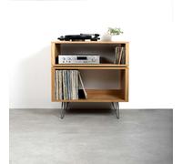 The Urban Editions Tall Stack Record Player Stand - 60cm (23.5”) - Dark Ash - 20cm (8”)