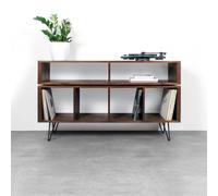 The Urban Editions Technic Turntable Stand on Mid Century Hairpin Legs - Small 100cm (39") Wide - Iroko - 30cm (12") hairpin