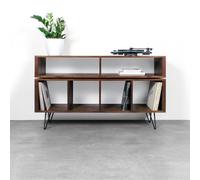 The Urban Editions Technic Turntable Stand on Mid Century Hairpin Legs - Small 100cm (39") Wide - Walnut - 20cm (8") hairpin