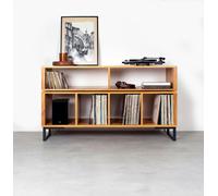 The Urban Editions Technic Turntable Stand on Minimalist Square Legs - Small 100cm (39") Wide - Oak - 25cm (10") high
