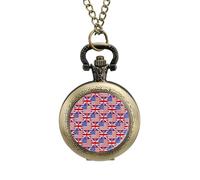 The USA and United Kingdom Flag Vintage Pocket Watch Alloy Pendant Watches Necklace Gift for Men Women Coppery-Style