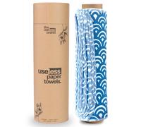 The Useless Brand Reusable Paper Towels Roll | 12 Eco Friendly Washable Cotton Flannel Towels w/Cardboard Roll | Zero Waste & Sustainable | Fits on Most Holders (Waves, 12 Pack)