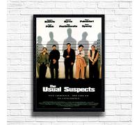 The Usual Suspects, 90s Movie Print Vintage Nostalgic Film Poster, A4 and A3 Size Frame Options, Home, Pub, Café, Bar Decoration Wall Art Print, House gift for movie lovers (A4 Framed (Black))