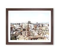 The Valencia Skyline In Spain Modern Art Framed Print | A3 Walnut Framed Wall Art | Ready to Hang | Modern Cityscape Picture | Living Room Bedroom Lounge Office