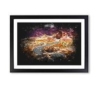 The Valley of Fire in Nevada Paint Splash Framed Print | A2 Black Framed Wall Art | Ready to Hang | Modern Landscape Picture | Living Room Bedroom Lounge Office