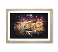 The Valley of Fire in Nevada Paint Splash Framed Print | A2 Oak Framed Wall Art | Ready to Hang | Modern Landscape Picture | Living Room Bedroom Lounge Office