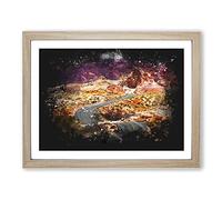 The Valley Of Fire In Nevada Paint Splash Modern Art Framed Wall Art Print, Ready to Hang Picture for Living Room Bedroom Home Office Décor, Oak A4 (34 x 25 cm)