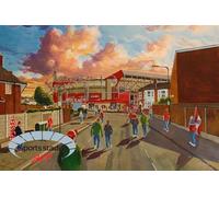 The Valley Stadium Art Print, 'Going to the Match' Charlton Athletic Ground, A4 Size, UV-Stable Giclée Print